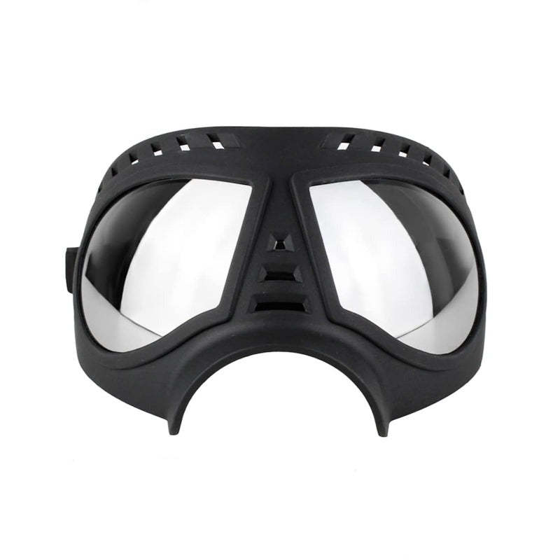 Dog Goggles Medium-Large Dog UV Sunglasses Windproof Snowproof Soft Frame Glasses for Long Snout Dogs Eyes Protection, Black-Paw Print Pad