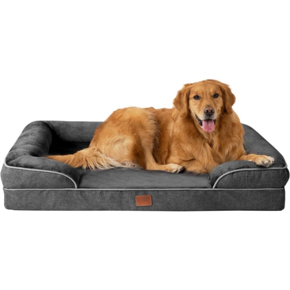 Orthopedic Bolster Dog Bed-Paw Print Pad