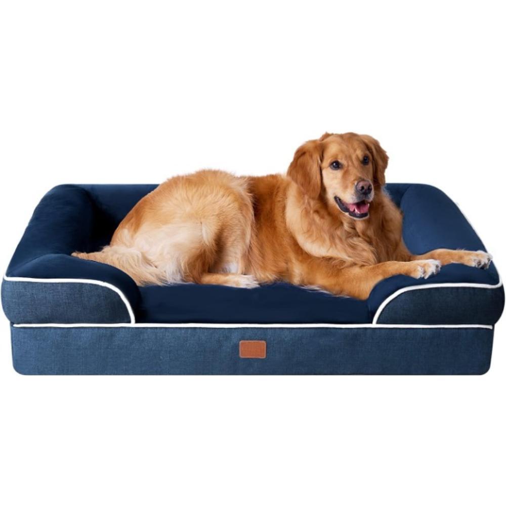 Orthopedic Bolster Dog Bed-Paw Print Pad