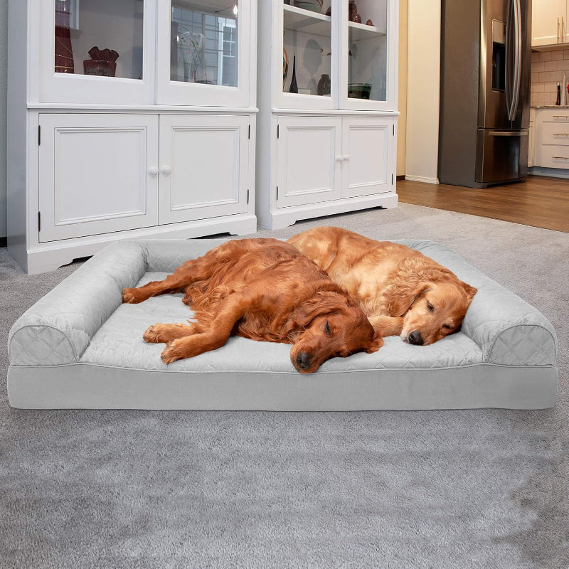 Dog Bed With Removable Bolsters And Washable Cover-Paw Print Pad