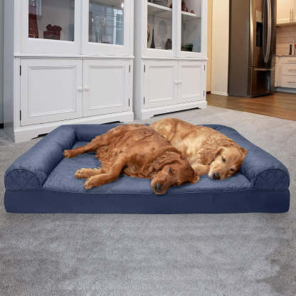 Dog Bed With Removable Bolsters And Washable Cover-Paw Print Pad