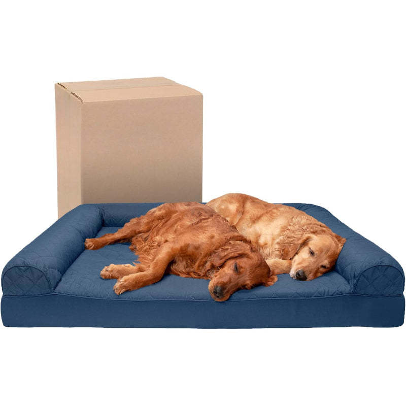 Dog Bed With Removable Bolsters And Washable Cover-Paw Print Pad
