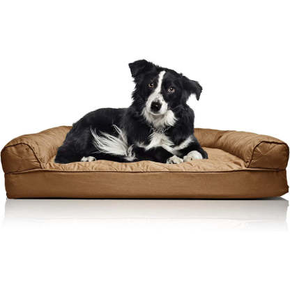 Dog Bed With Removable Bolsters And Washable Cover-Paw Print Pad