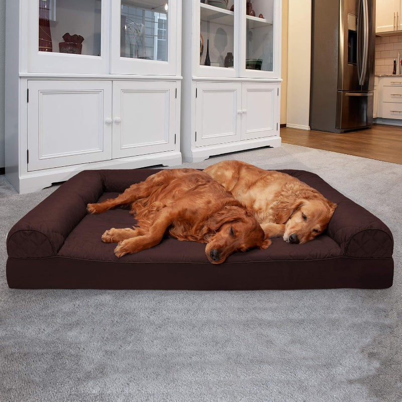 Dog Bed With Removable Bolsters And Washable Cover-Paw Print Pad