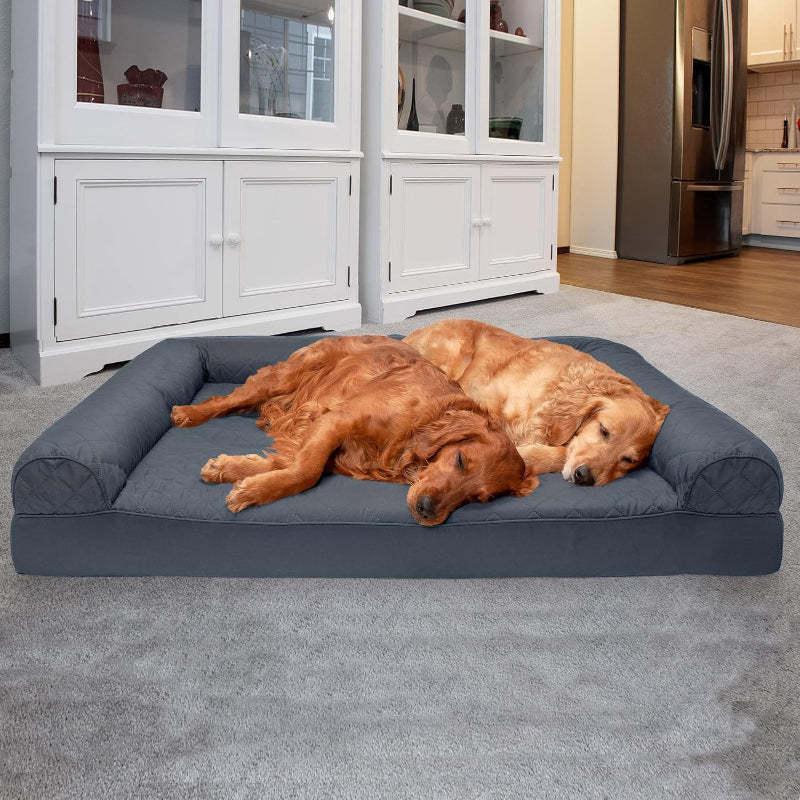 Dog Bed With Removable Bolsters And Washable Cover-Paw Print Pad