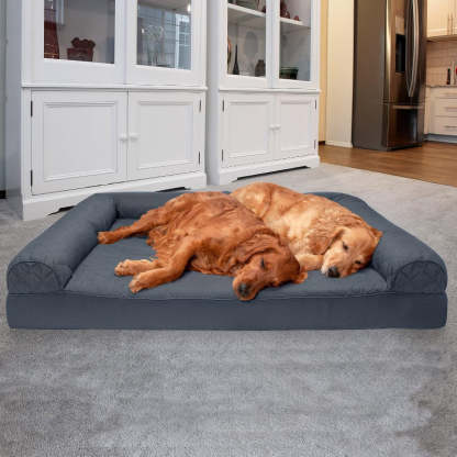 Dog Bed With Removable Bolsters And Washable Cover-Paw Print Pad