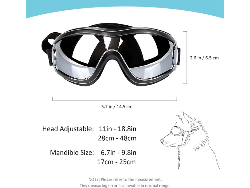 Dog Sunglasses Dog Goggles Adjustable Strap for Travel Skiing and Anti-Fog Dog Snow Goggles Pet Goggles for Medium to Large Dog-Paw Print Pad