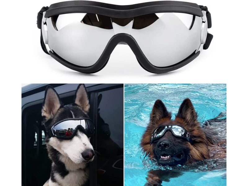 Dog Sunglasses Dog Goggles Adjustable Strap for Travel Skiing and Anti-Fog Dog Snow Goggles Pet Goggles for Medium to Large Dog-Paw Print Pad