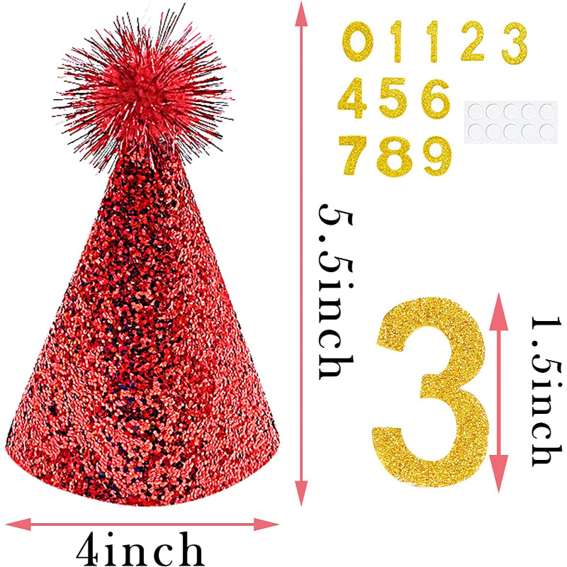 Small Dog Birthday Hat Set For Boys Girls Medium Dogs Cat Kitten Puppies Party Hats with 0-9 Numbers 10 Glue Dots Grooming Accessories-Paw Print Pad