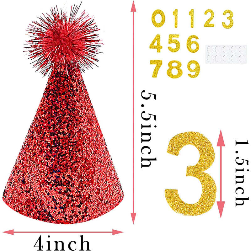 Small Dog Birthday Hat Set For Boys Girls Medium Dogs Cat Kitten Puppies Party Hats with 0-9 Numbers 10 Glue Dots Grooming Accessories-Paw Print Pad