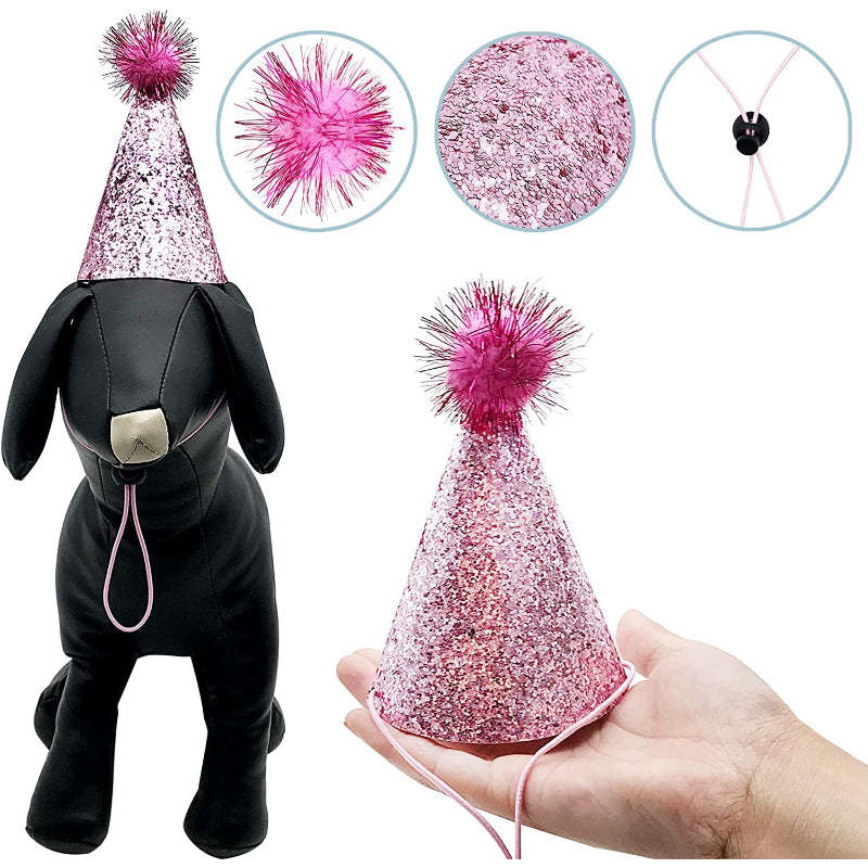 Small Dog Birthday Hat Set For Boys Girls Medium Dogs Cat Kitten Puppies Party Hats with 0-9 Numbers 10 Glue Dots Grooming Accessories-Paw Print Pad