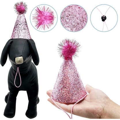 Small Dog Birthday Hat Set For Boys Girls Medium Dogs Cat Kitten Puppies Party Hats with 0-9 Numbers 10 Glue Dots Grooming Accessories-Paw Print Pad