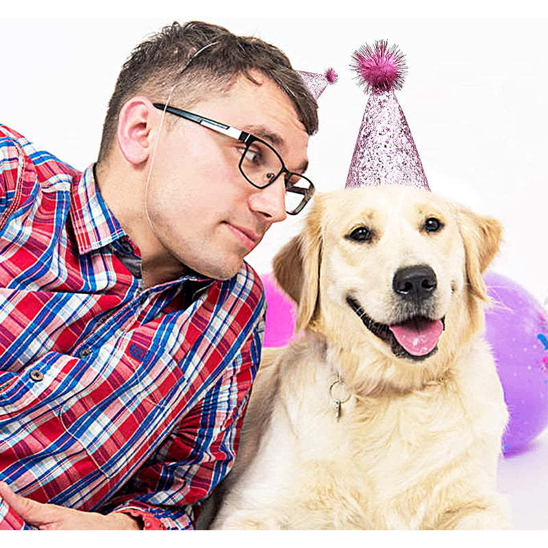 Small Dog Birthday Hat Set For Boys Girls Medium Dogs Cat Kitten Puppies Party Hats with 0-9 Numbers 10 Glue Dots Grooming Accessories-Paw Print Pad