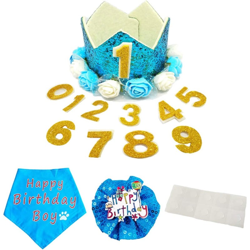 Crown Dog Birthday Party Hat For Pets With Figures And With Glue Dots-Paw Print Pad