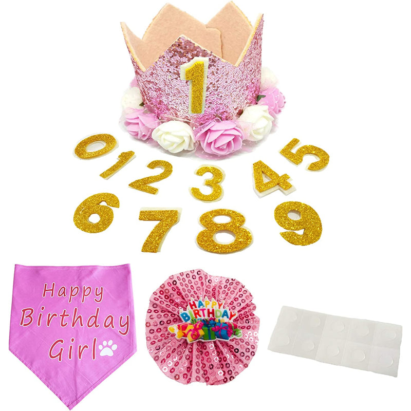 Crown Dog Birthday Party Hat For Pets With Figures And With Glue Dots-Paw Print Pad