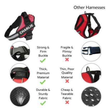Custom No Pull Dog Harness With Name and Phone Number, Heavy Duty Personalized Pet Vest-Paw Print Pad