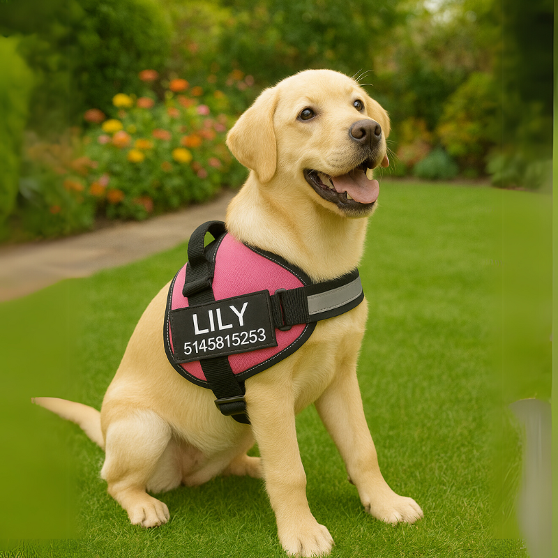 Custom No Pull Dog Harness With Name And Number-Paw Print Pad