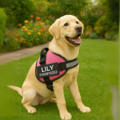 Custom No Pull Dog Harness With Name And Number-Paw Print Pad
