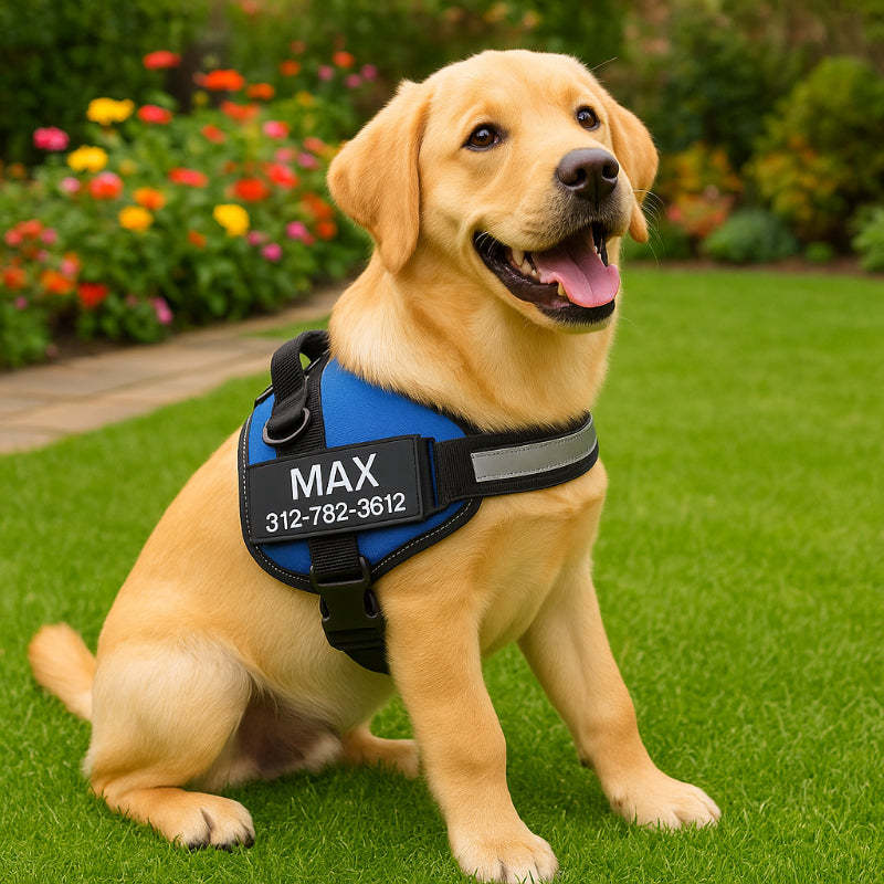 Custom No Pull Dog Harness with Personalized Name Patch-Paw Print Pad