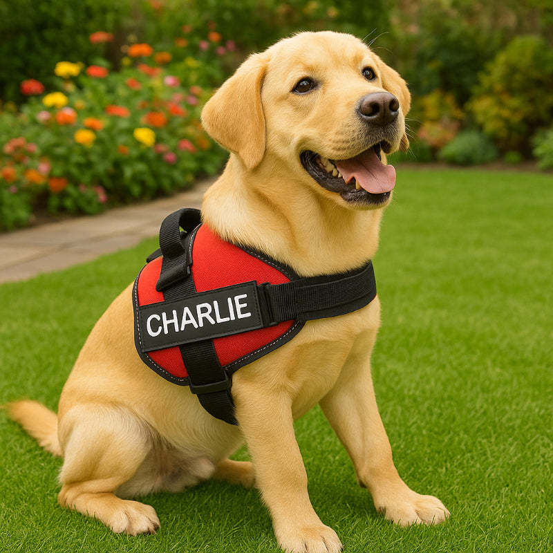 Custom No Pull Dog Harness with Personalized Name Patch-Paw Print Pad