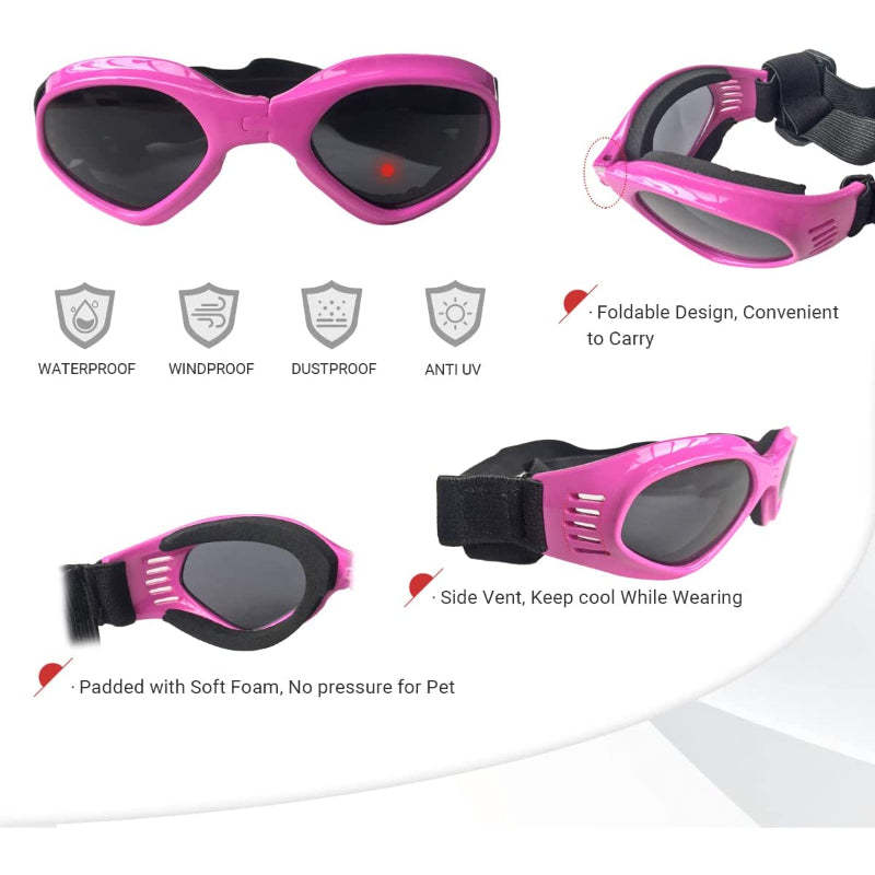 Dog Goggles Medium Breed, Pet Sunglasses for Medium Dogs Eye Protection Windproof-Paw Print Pad