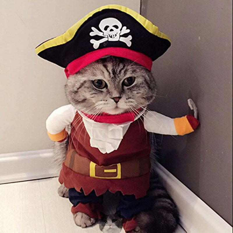 Pirate Themed Pet Costume With Hat For Dogs And Cats-Paw Print Pad
