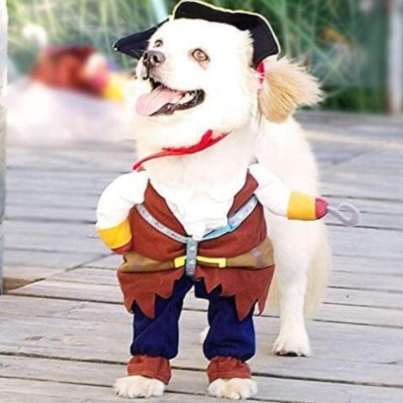 Pirate Themed Pet Costume With Hat For Dogs And Cats-Paw Print Pad