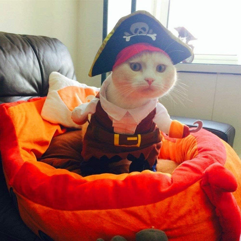Pirate Themed Pet Costume With Hat For Dogs And Cats-Paw Print Pad