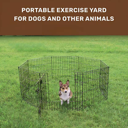Portable Exercise Pen With Door For Indoor And Outdoor Use-Paw Print Pad
