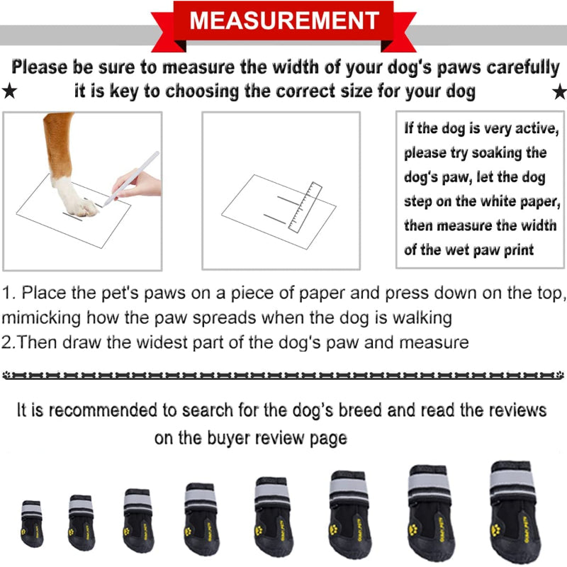 Dog Shoes For Large Dogs For Winter Snowy Day Anti Slip Sole-Paw Print Pad