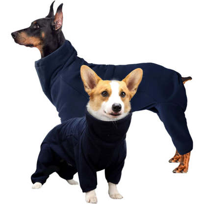Dog Winter Coat Soft Fleece Pullover Pajamas, Pet Outfit Clothes-Paw Print Pad