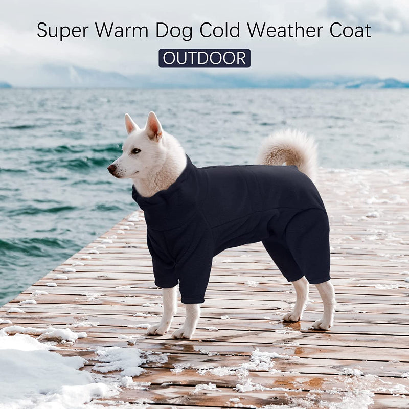 Dog Winter Coat Soft Fleece Pullover Pajamas, Pet Outfit Clothes-Paw Print Pad