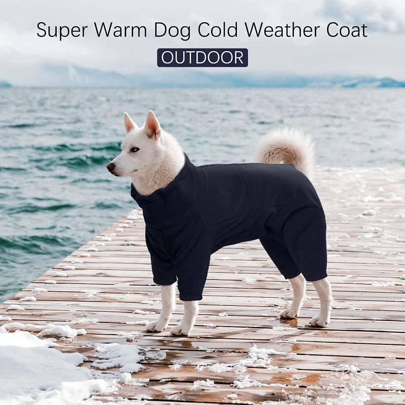 Dog Winter Coat Soft Fleece Pullover Pajamas, Pet Outfit Clothes-Paw Print Pad