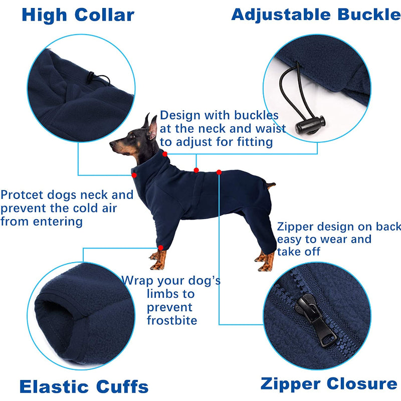 Dog Winter Coat Soft Fleece Pullover Pajamas, Pet Outfit Clothes-Paw Print Pad