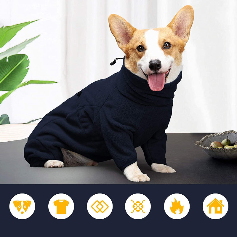 Dog Winter Coat Soft Fleece Pullover Pajamas, Pet Outfit Clothes-Paw Print Pad