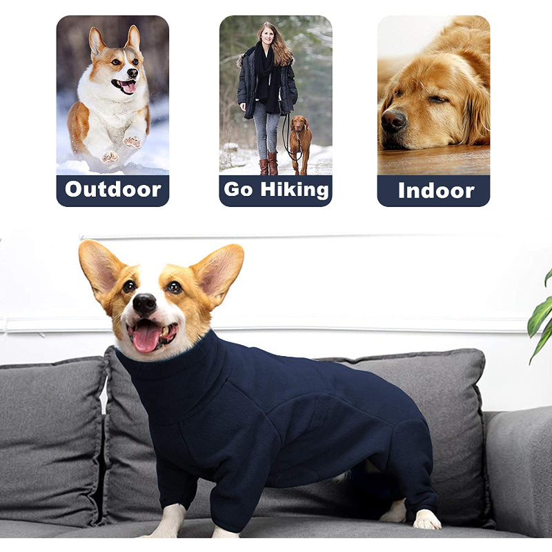 Dog Winter Coat Soft Fleece Pullover Pajamas, Pet Outfit Clothes-Paw Print Pad