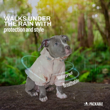 Waterproof Dog Coat With Hoodie Dog With Leash Hole-Paw Print Pad