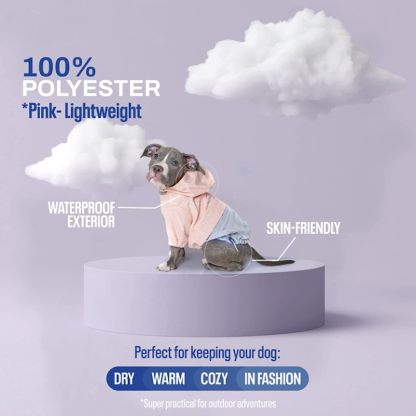 Waterproof Dog Coat With Hoodie Dog With Leash Hole-Paw Print Pad