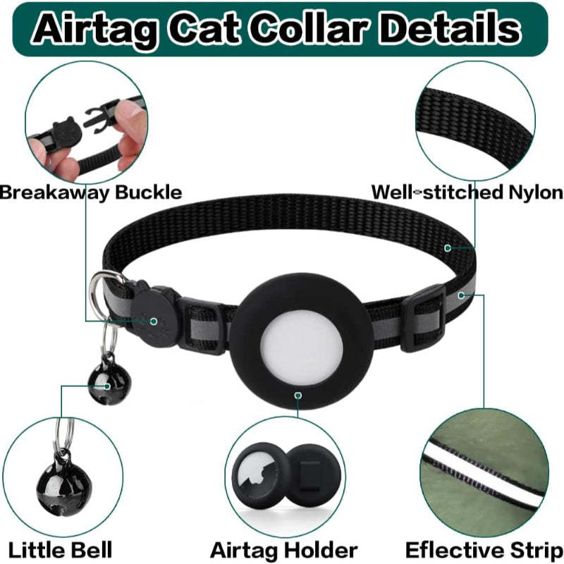 Kitten Collar With Breakaway Buckle And Airtag Holder-Paw Print Pad