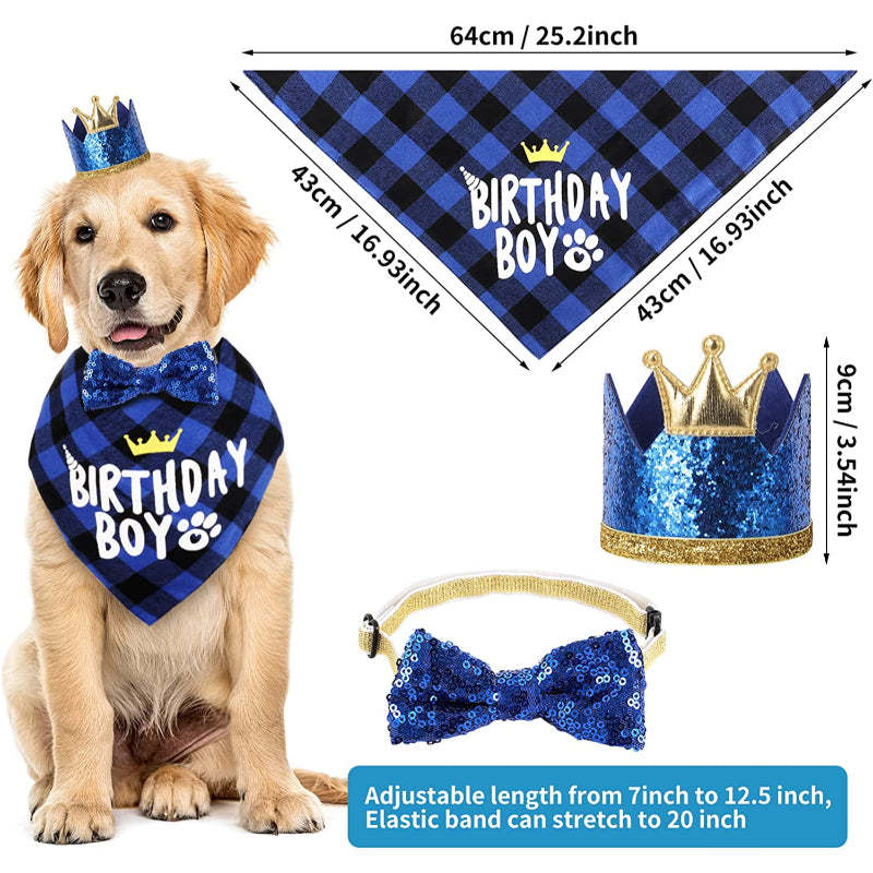 Dog Birthday Party Supplies, Hat Bandana Scarf With Adorable Dog Bow-Paw Print Pad