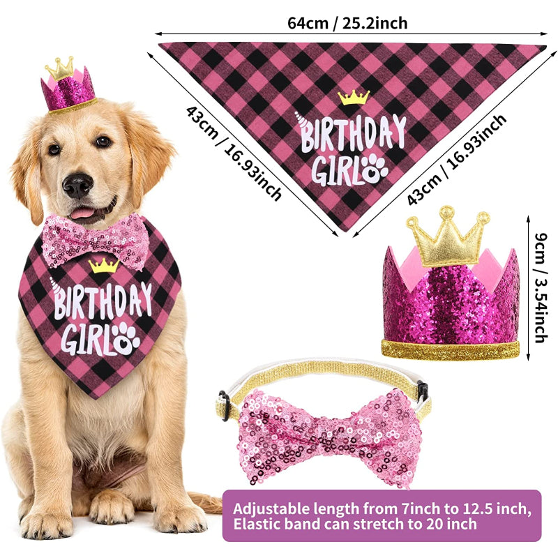 Dog Birthday Party Supplies, Hat Bandana Scarf With Adorable Dog Bow-Paw Print Pad