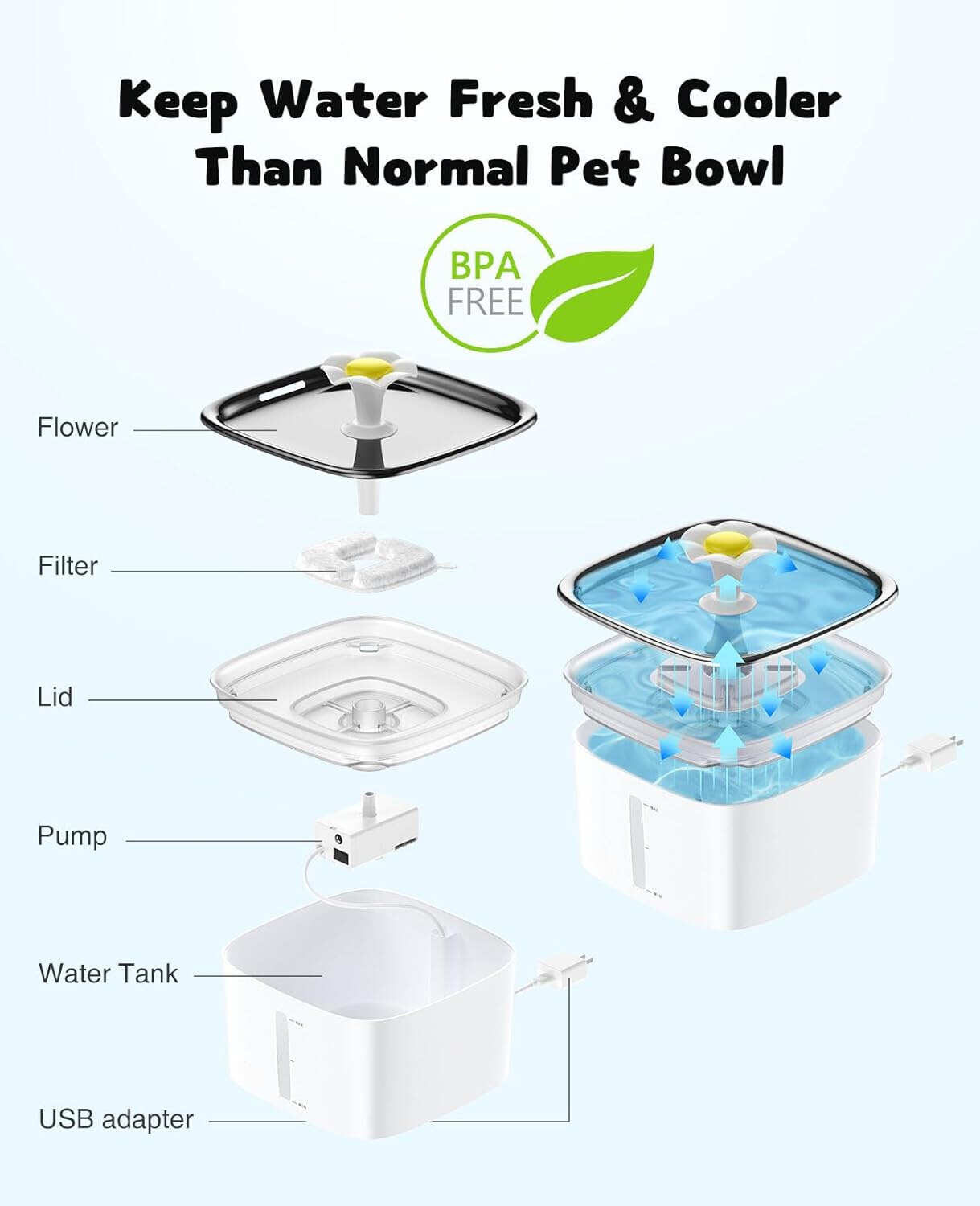 Stainless Steel Automatic Pet Water Fountain-Paw Print Pad