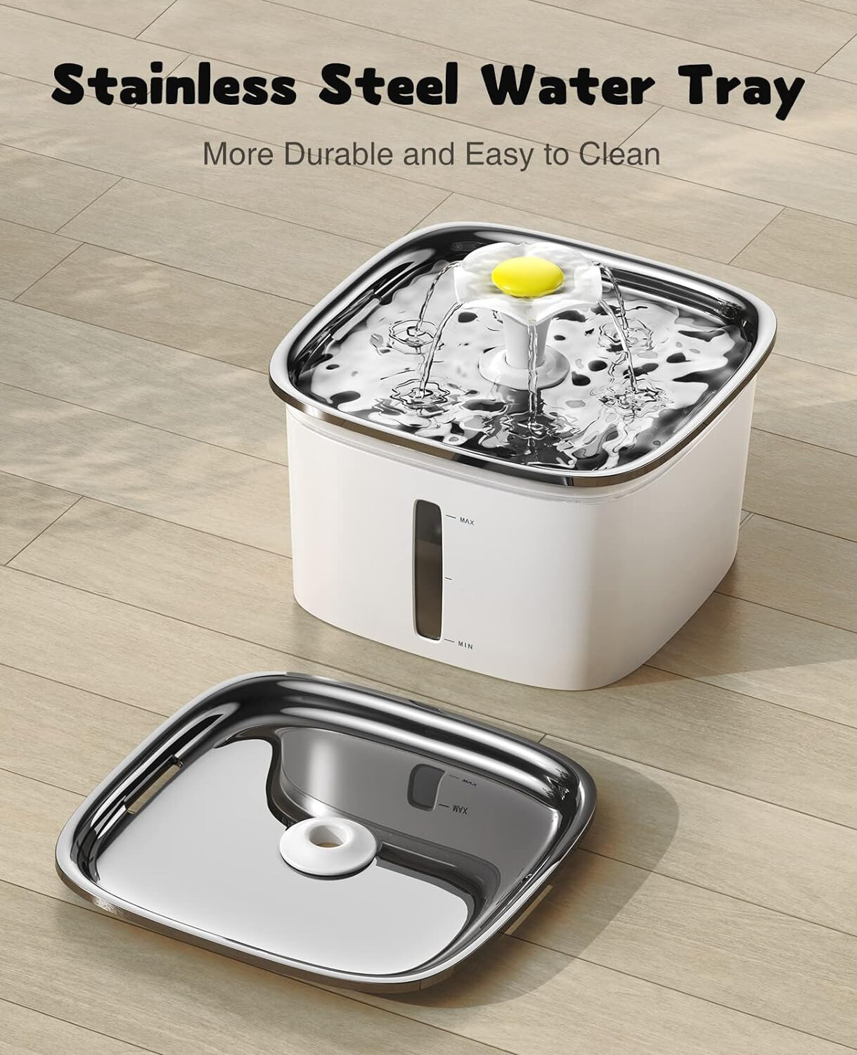 Stainless Steel Automatic Pet Water Fountain-Paw Print Pad