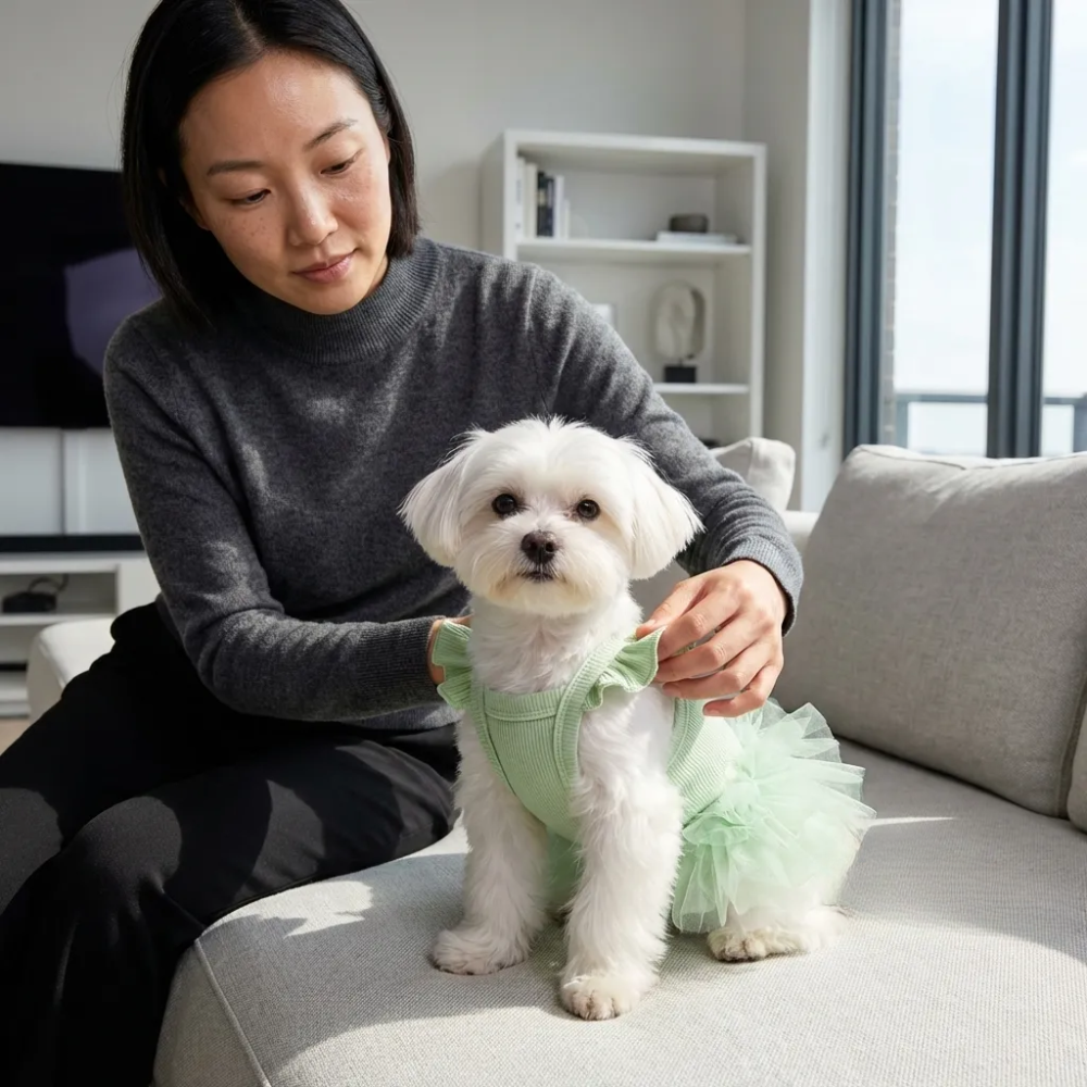 Pet Ruffled Sleeve Princess Dress