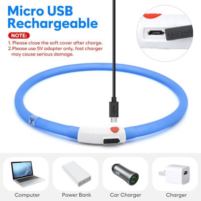 USB Rechargeable LED Safety Collar For Pets-Paw Print Pad