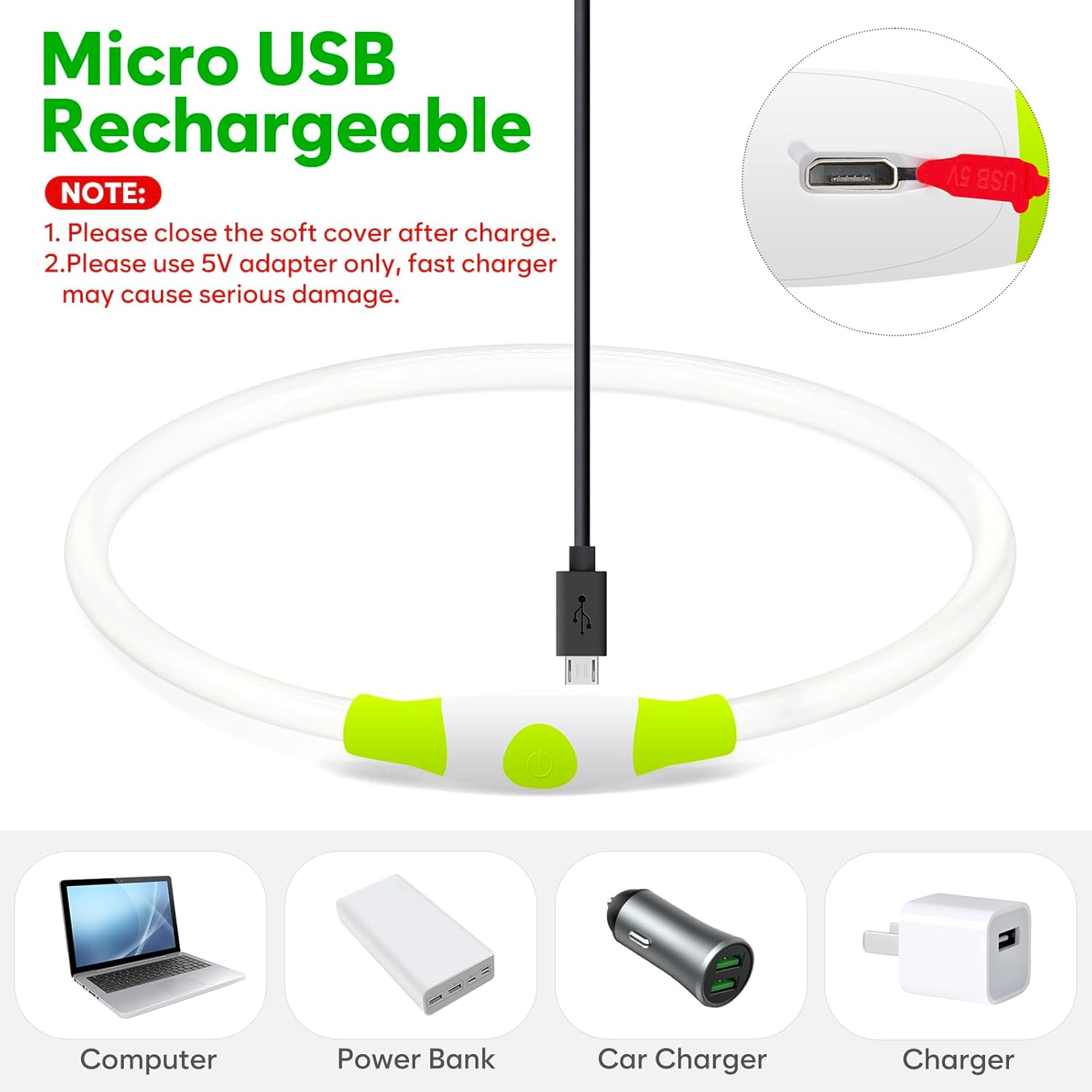 USB Rechargeable LED Safety Collar For Pets-Paw Print Pad