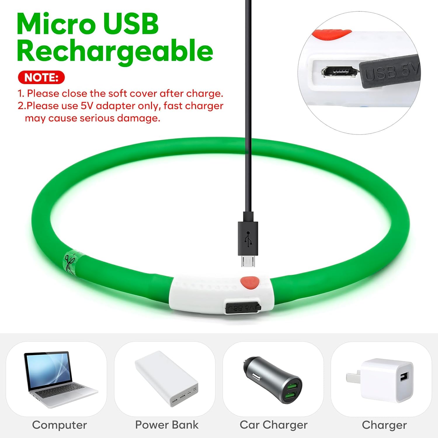 USB Rechargeable LED Safety Collar For Pets-Paw Print Pad