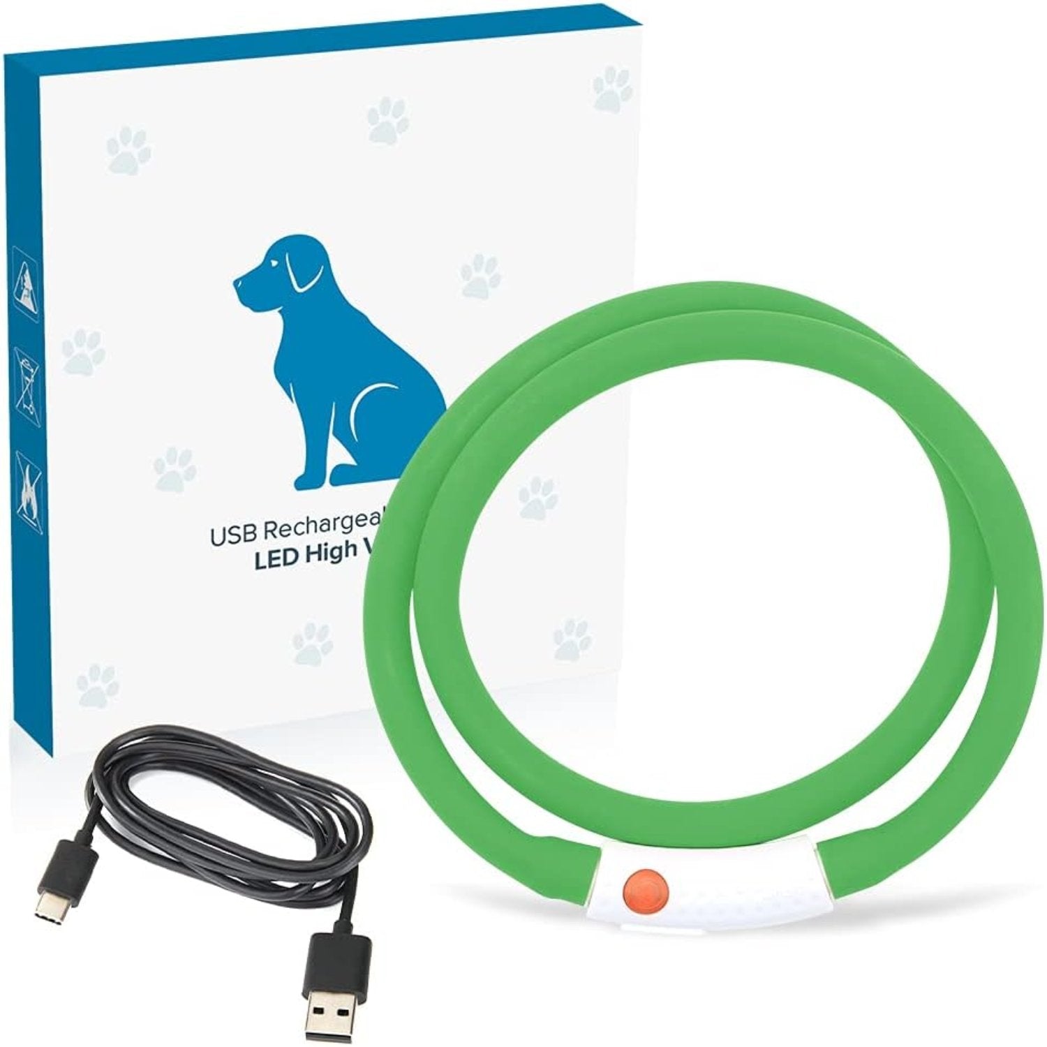 USB Rechargeable LED Safety Collar For Pets-Paw Print Pad