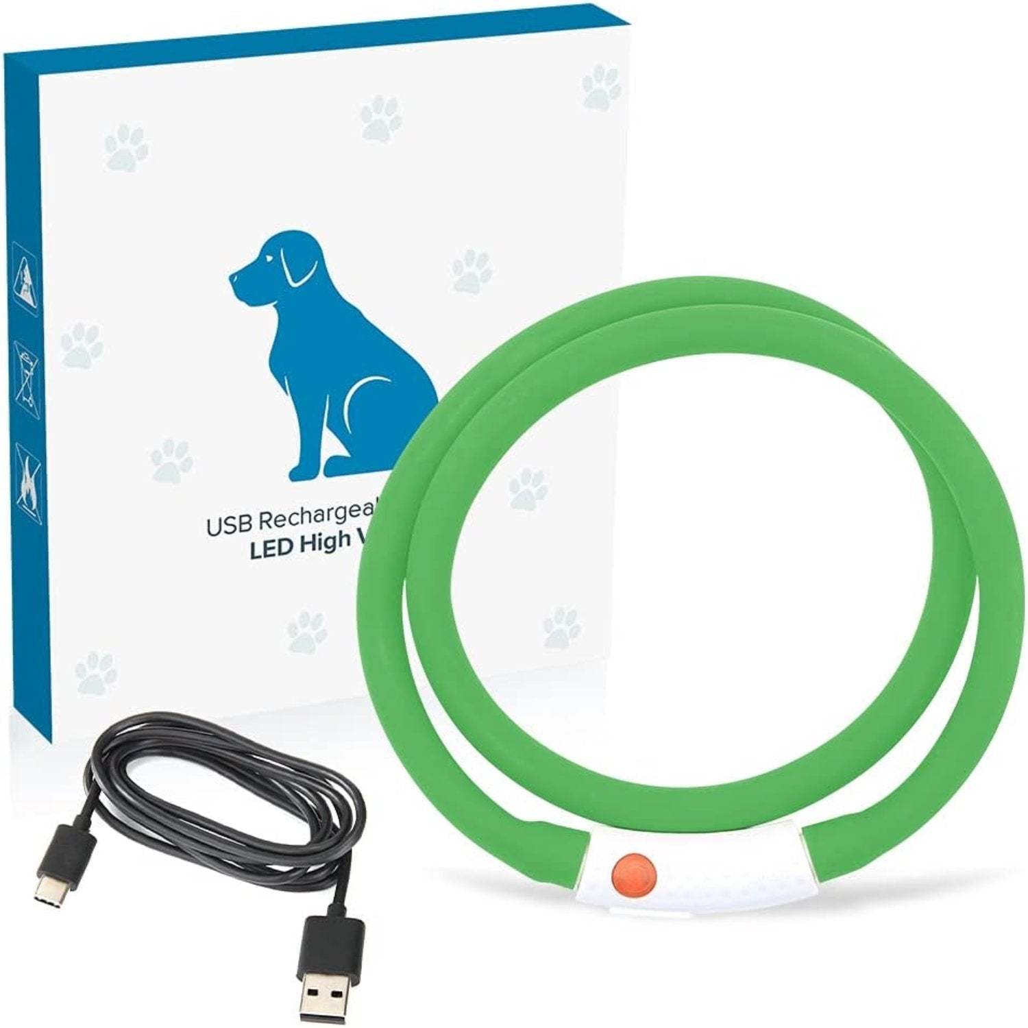 USB Rechargeable LED Safety Collar For Pets-Paw Print Pad