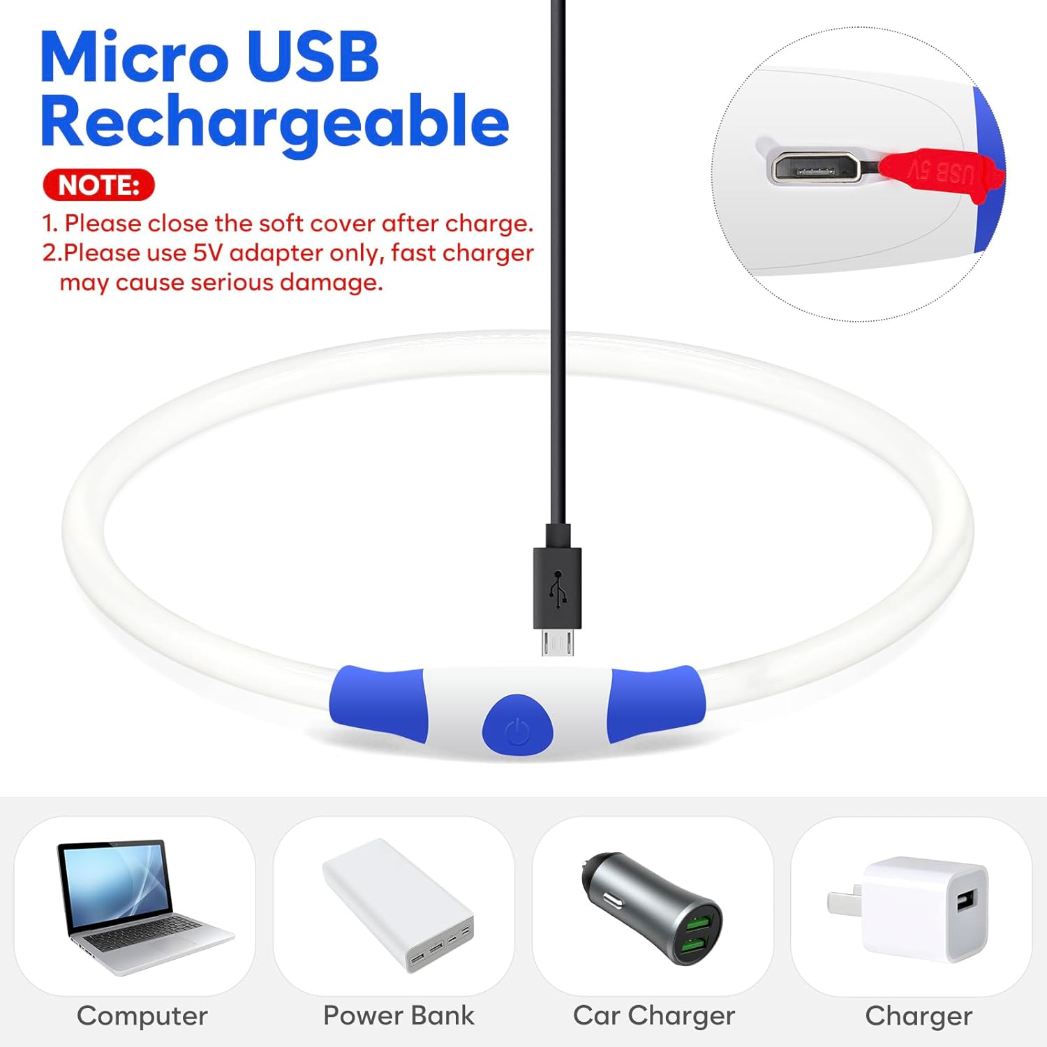 USB Rechargeable LED Safety Collar For Pets-Paw Print Pad